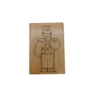 JRL Design Rubber Stamp December Timmy S187 CC24 Toy Soldier Trumpet Wood Mount